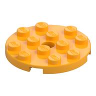Plate Round 4 x 4 with Pin Hole (Bright Light Orange)