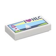 Tile 1 x 2 with Lighthouse, Sailboat and 'I Heart HLC' Print (White)