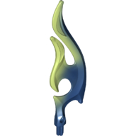 Wave / Flame Rounded Double with Axle with Marbled Yellowish Green Pattern (Dark Blue)