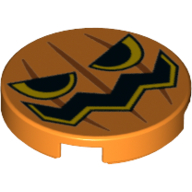 Tile Round 2 x 2 with Pumpkin Face Print (Orange)
