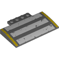 Brick Curved 5 x 8 x 2/3 with White and Yellow Stripes Print (Dark Bluish Gray)