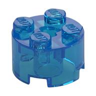 Brick Round 2 x 2 with Axle Hole (Trans-Dark Blue)