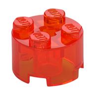 Brick Round 2 x 2 with Axle Hole (Trans-Neon Orange)