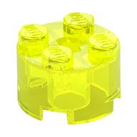 Brick Round 2 x 2 with Axle Hole (Trans-Neon Green)