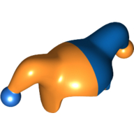 Jester's Cap with Blue Half and Blue Pom Print (Orange)