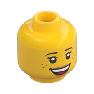 Minifig Head Feldman / Rivera, Eyebrows, Freckles, Open Smile Teeth / Sleeping, Closed Eyes Print (Yellow)