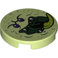 Tile Round 2 x 2 with Ghost Face Print (Yellowish Green)