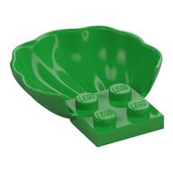 Animal Body Part, Clam / Scallop Half Shell with 4 Studs (Bright Green)