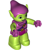 Duplo Figure Green Goblin, Magenta Hat, Tunic, and Hands Print (Magenta)