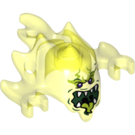 Creature, Ghost, Skreemer Mask with Mouth Open with Pointed Teeth and Green Tongue Print (Trans-Neon Green)