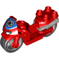 Duplo Motorcycle with Rubber Wheels, Spider Web, Headlights and Spider-Man Logo Print (Red)