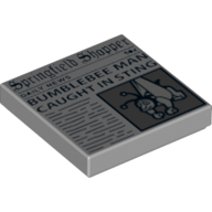 Tile 2 x 2 with Newspaper 'Springfield Shopper' and 'BUMBLEBEE MAN CAUGHT IN STING' Print (Light Bluish Gray)