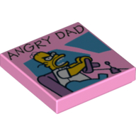 Tile 2 x 2 with 'ANGRY DAD' Print (Bright Pink)