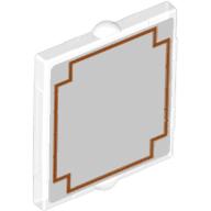 Glass for Window 1 x 2 x 2 Flat with Translucent White Background and Red Frame Print (Trans-Clear)
