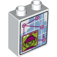 Duplo Brick 1 x 2 x 2 with Map and Green Goblin Print (White)