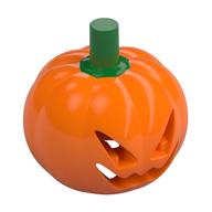 Costume / Mask, Pumpkin with Jack O' Lantern Face and Green Stem Print (Orange)