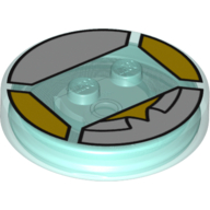 Function Brick Round 4 x 4 x 2/3 with 2 Studs and White Collar Shirt Print (Trans-Light Blue)