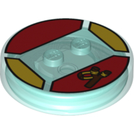 Function Brick Round 4 x 4 x 2/3 with 2 Studs and Slingshot Print (Trans-Light Blue)