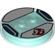Function Brick Round 4 x 4 x 2/3 with 2 Studs and Ghostbusters Logo Print (Trans-Light Blue)