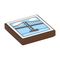Tile 2 x 2 with Suspension Bridge Print (Reddish Brown)