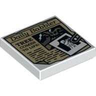 Tile 2 x 2 with Paper Clip, Minifigure Image and Daily Babbler 'TREE COMES TO LIFE' Newspaper Article Print (White)