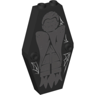 Coffin 2 x 4 x 6 Lid with Light Bluish Gray Vampire and White Cobwebs Print (Black)