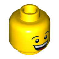 Minifig Head Bluecoat Soldier, Large Smile / Sad with Tear (Yellow)