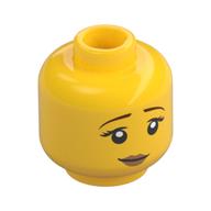 Minifig Head, Brown Eyebrows, Peach Lips, Pensive Smile / Scared Print (Yellow)