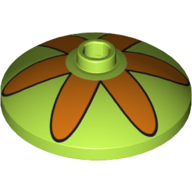 Dish 3 x 3 Inverted [Radar] with Orange Six Petal Flower Print (Lime)