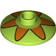 Dish 2 x 2 Inverted [Radar] with Orange Six Petal Flower Print (Lime)