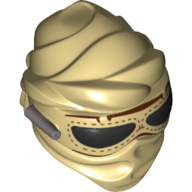 Mask with Goggles with Black Lenses and Silver Bar Print (Tan)