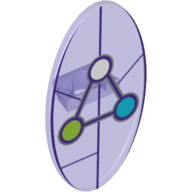 Shield Ovoid with Grip and Dimensions Keystone Symbol with White, Lime and Medium Azure Circles Print (Trans-Purple)