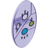 Shield Ovoid with Grip and Dimensions Keystone Symbol with White, Lime and Medium Azure Circles, and Lightning Bolt Print (Trans-Purple)