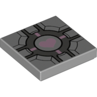 Tile 2 x 2 with Companion Cube Pink Heart Print (Light Bluish Gray)