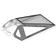 Windscreen 8 x 4 x 2 with Handle and 2 Studs with Silver Cockpit Window Frames with Rivets Print (Trans-Clear)