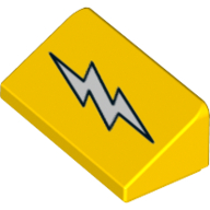 Brick Sloped 30° 1 x 2 x 2/3 with Lightning Bolt Print (Yellow)