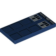 Tile 2 x 4 with Police Box Door Print (Dark Blue)