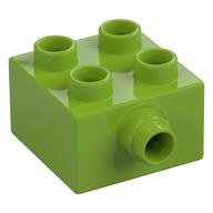 Duplo Brick 2 x 2 - Grooved Pin on Side (Lime)