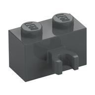 Brick Special 1 x 2 with Vertical Clip [Open O Clip] (Dark Bluish Gray)