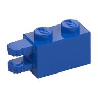 Hinge Brick 1 x 2 Locking with 2 Fingers Horizontal End, 9 Teeth (Blue)