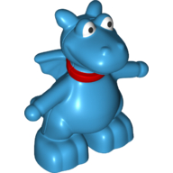 Duplo Figure Dragon with Red Collar Print (Stuffy) (Dark Azure)