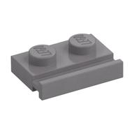 Plate Special 1 x 2 with Door Rail (Flat Silver)