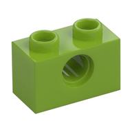 Technic Brick 1 x 2 [1 Pin Hole] (Lime)