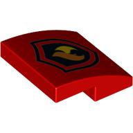Brick Curved 2 x 2 x 2/3 with Fire on Black Badge Print (Red)