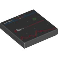 Tile 2 x 2 with Defender Video Game Display Print (Black)