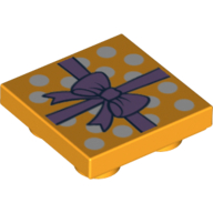 Tile Special 2 x 2 Inverted with White dots on gift paper and Medium Lavender ribbon and bow Print (Bright Light Orange)