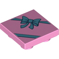 Tile Special 2 x 2 Inverted with Medium Blue ribbon and bow on gift box Print (Bright Pink)
