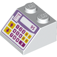 Brick Sloped 45° 2 x 2 with Cash Register Print (White)
