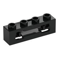 Launcher, Brick Special 1 x 4 with Inside Clips (Disk Shooter) with Recessed Center 2 Studs (Black)