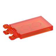 Tile Special 2 x 3 with 2 Clips [Thick Open O Clips] (Trans-Neon Orange)